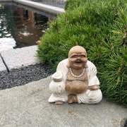 Figur Happy Buddha Holz weiß 15 cm